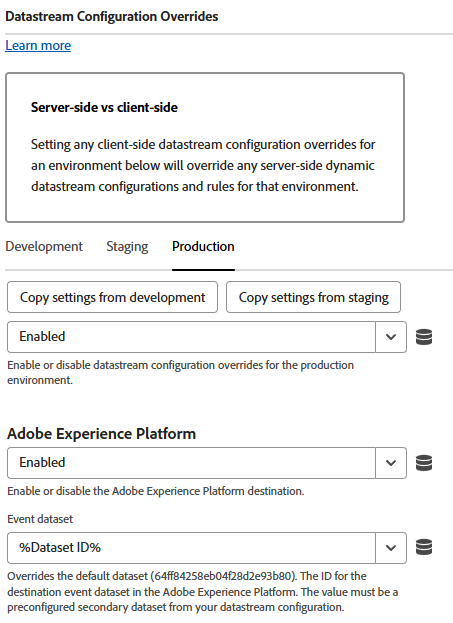 Set Dataset ID Extension Config